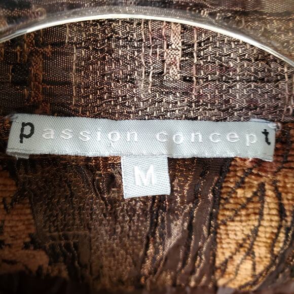 Vtg 90s Women Brown Fur Trim Tapestry Jacket M Fall Artsy Boho Maximalist Funky - Picture 6 of 12